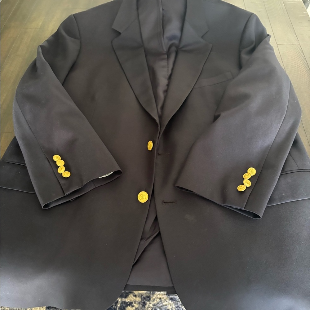 Brooks Brothers Country ClubNavy Blazer with Gold Buttons by Loro Piana size 46